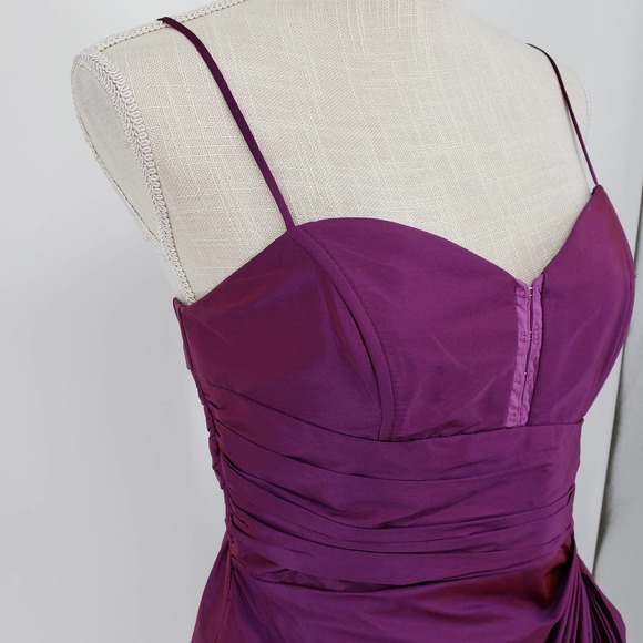 Y2K Alexia Admor Taffeta Mini Dress S Iridescent Fitted Sheath Bow Sash Purple - Picture 7 of 12